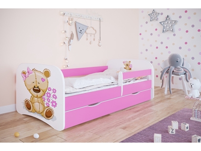 Attēls no Lova Babydreams - Meškiukas su gėlėmis, rožinė, 180x80, su stalčiumi