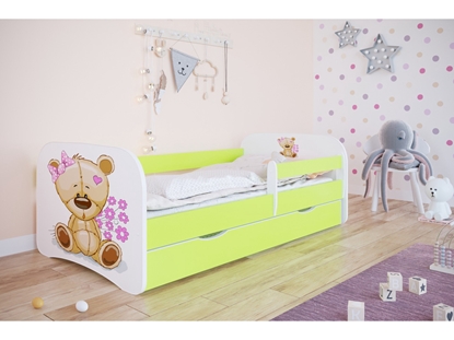 Attēls no Lova Babydreams - Meškiukas su gėlėmis, žalia, 180x80, su stalčiumi