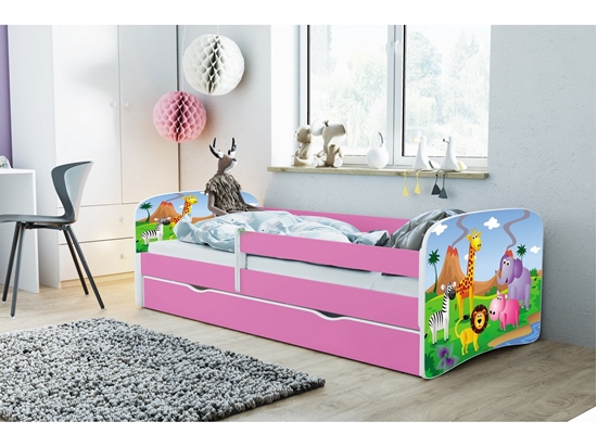 Изображение Lova Babydreams - Safari, rožinė, 140x70, su stalčiumi