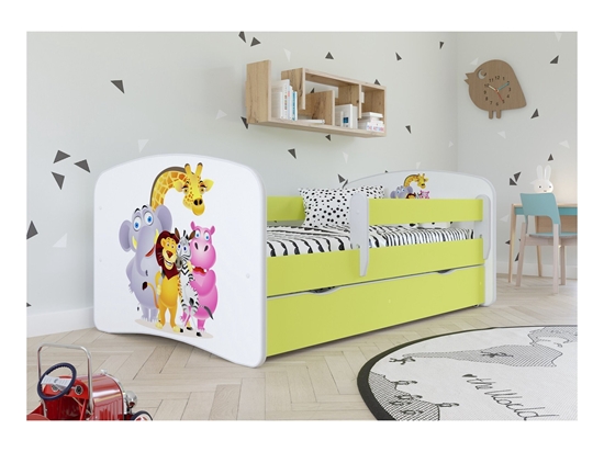 Изображение Lova Babydreams - Zoo, žalia, 160x80, su stalčiumi