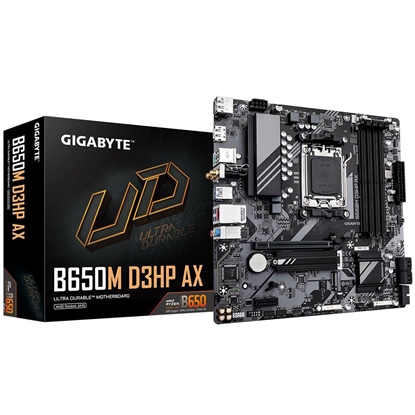 Изображение Mainboard|GIGABYTE|AMD B650|SAM5|Micro-ATX|Memory DDR5|Memory slots 4|1xPCI-Express 16x|1xPCI-Express 3.0 1x|2xM.2|1xHDMI|2xDisplayPort|2xUSB 2.0|4xUSB 3.2|1xUSB-C|1xPS/2|1xRJ45|3xAudio port|B650MD3HPAX