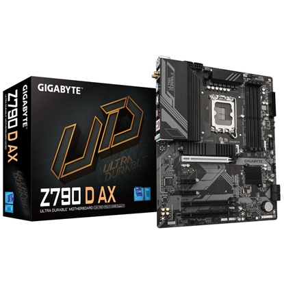 Изображение Mainboard|GIGABYTE|Intel Z790|LGA1700|ATX|Memory DDR5|Memory slots 4|2xPCI-Express 3.0 1x|1xPCI-Express 3.0 16x|1xPCI-Express 4.0 16x|1xPCI-Express 5.0 16x|3xM.2|1xHDMI|1xDisplayPort|2xUSB 2.0|5xUSB 3.2|1xUSB-C|1xPS/2|1xRJ45|3xAudio port|Z790DAX