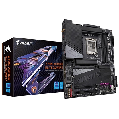 Attēls no Mainboard|GIGABYTE|Intel Z790|LGA1700|ATX|Memory DDR5|Memory slots 4|2xPCI-Express 4.0 16x|1xPCI-Express 5.0 16x|4xM.2|1xHDMI|1xDisplayPort|4xUSB 2.0|5xUSB 3.2|1xUSB-C|1xOptical S/PDIF|1xRJ45|2xAudio port|Z790AELITEXWIFI71.0