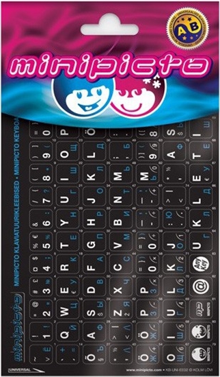 Изображение Minipicto keyboard sticker EST/RUS KB-UNI-EE02-BLK-BLUE, black/white/blue