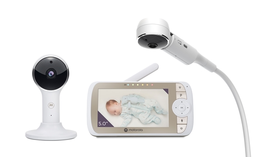 Picture of Motorola | Full HD Wi-Fi Video Baby Monitor with Crib Mount | VM65X CONNECT 5.0" | 5.0" LCD colour display with 480 x 272 resolution; Lullabies; Room temperature monitoring; Infrared night vision; LED sound level indicator; Wi-Fi connectivity for on-the-g