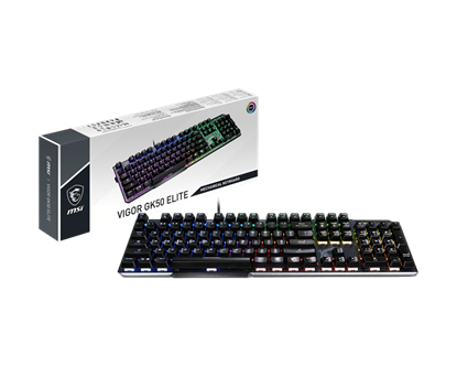 Attēls no MSI | GK50 Elite | Gaming keyboard | Wired | RGB LED light | US | Black/Silver