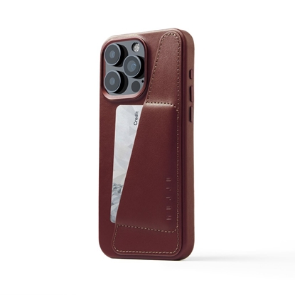 Attēls no Mujjo iPhone 15 Pro Max Wallet Leather Case - Burgundy