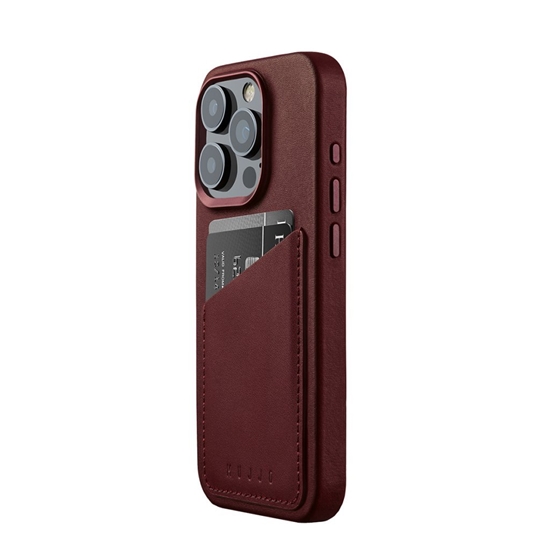 Picture of Mob. telefono dėkliukas Mujjo iPhone 15 Pro Wallet Leather Case - Burgundy