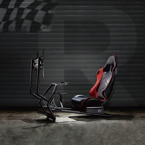 Picture of NanoRS RS160 Gaming Chair Racing Simulator Stand 3 in 1 PC Console Gamers Synthetic Leather Cover Steering Wheel Stand TV Bracket Up to 50" Max. Vesa 400x400