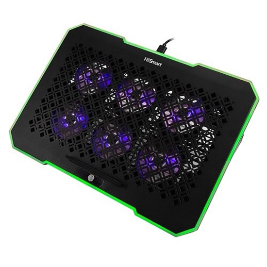 Picture of Podstawka chłodząca Hismart Nešiojamojo kompiuterio aušinimo stovas HISMART, su 6 RGB ventiliatoriais, 5 padėčių