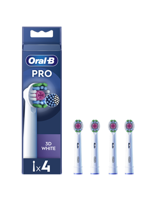 Attēls no Oral-B | Replaceable toothbrush heads | EB18-4 3D White Pro | Heads | For adults | Number of brush heads included 4 | White