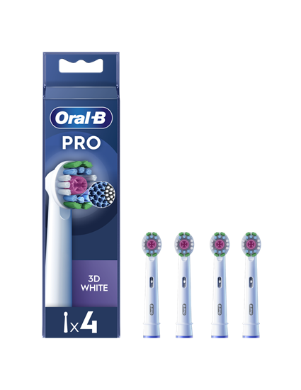 Изображение Oral-B | Replaceable toothbrush heads | EB18-4 3D White Pro | Heads | For adults | Number of brush heads included 4 | White