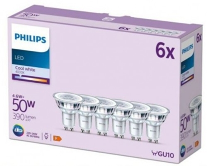 Изображение PHILIPS LEDClassic 4.6W (50W) 390lm GU10 4000K 36D nav dimmējama 6 gab.