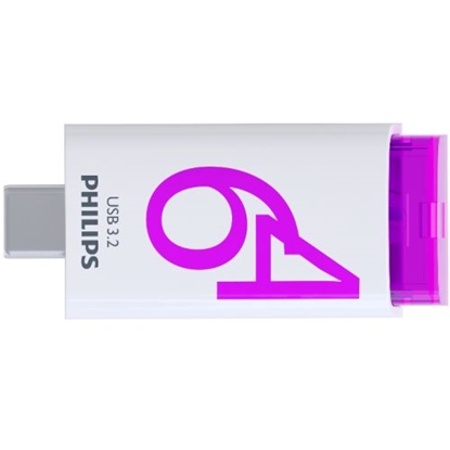 Attēls no PHILIPS USB-C 3.2 Gen 1 Flash Drive Click Magic Purple 64GB