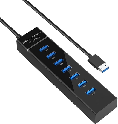 Attēls no Riff HUB307 Superspeed USB 3.0 adapteris HUB ar 7 USB 3.0 portiem un DC5V strāvas ligzdu (1,2 m)