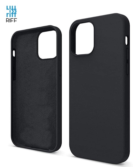 Изображение Riff Plāns & Mīksts silikona aizmugures maks ar mīkstu iekšpusi priekš Apple iPhone 12 MIni Black