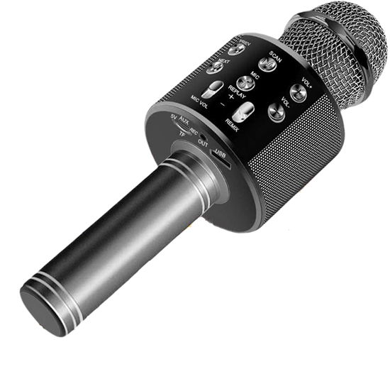 Picture of RoGer Bluetooth Microphone Karaoke With Build In Speaker / 2x 5W / Aux / USB / MicroSD / Black