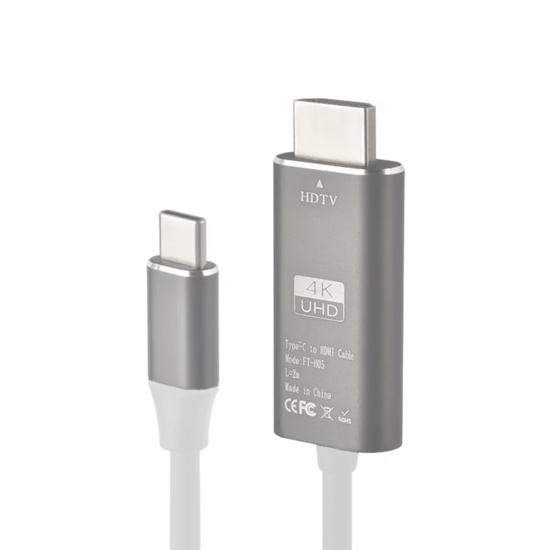 Picture of RoGer FT-H05 USB-C to HDMI UltraHD 4K@30Hz Cable 2m / white