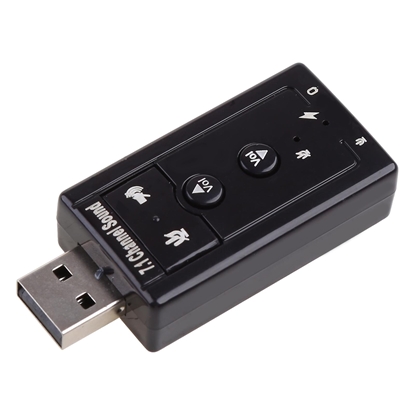 Attēls no RoGer USB Audio card with microphone input / Virtual 7.1 / Black