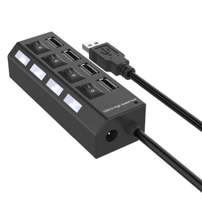Изображение RoGer USB Hub - Splitter 4 x USB 2.0 with Separate On / Off Buttons
