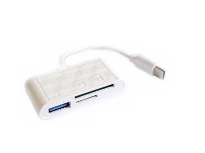 Изображение RoGer USB-C Hub 3in1 USB 2.0 / Card reader SD/TF / white