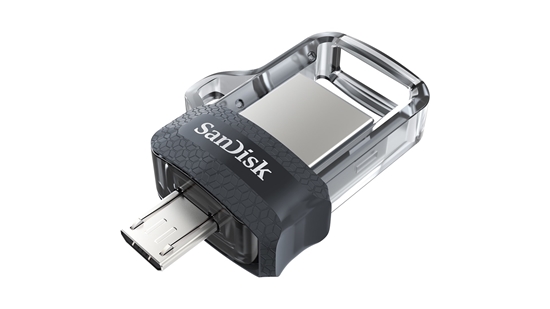Изображение SanDisk Ultra Dual m3.0 USB flash drive 32 GB USB Type-A / Micro-USB 3.2 Gen 1 (3.1 Gen 1) Black, Silver, Transparent