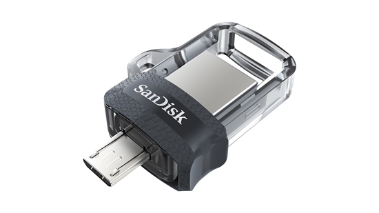 Picture of SanDisk Ultra Dual m3.0 USB flash drive 32 GB USB Type-A / Micro-USB 3.2 Gen 1 (3.1 Gen 1) Black, Silver, Transparent