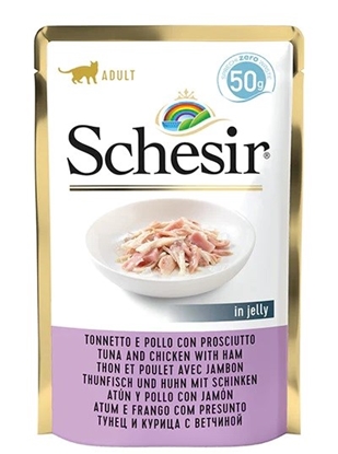 Изображение SCHESIR in jelly Tuna and chicken with ham - wet cat food - 50 g