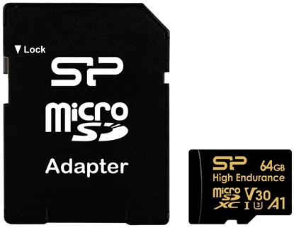 Attēls no Silicon Power memory card microSDXC 64GB High Endurance + adapter