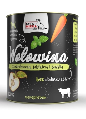 Attēls no SYTA MICHA Beef with carrot, apple and basil - wet dog food - 800g