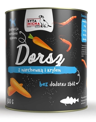 Attēls no SYTA MICHA Cod with carrot and krill - wet dog food - 800g