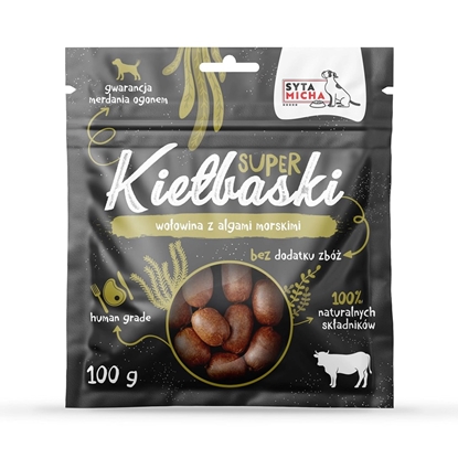 Attēls no SYTA MICHA Great sausages with beef and seaweed - dog treat - 100g