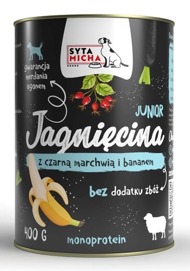 Picture of SYTA MICHA Junior Lamb with black carrot and banana - wet dog food - 400g