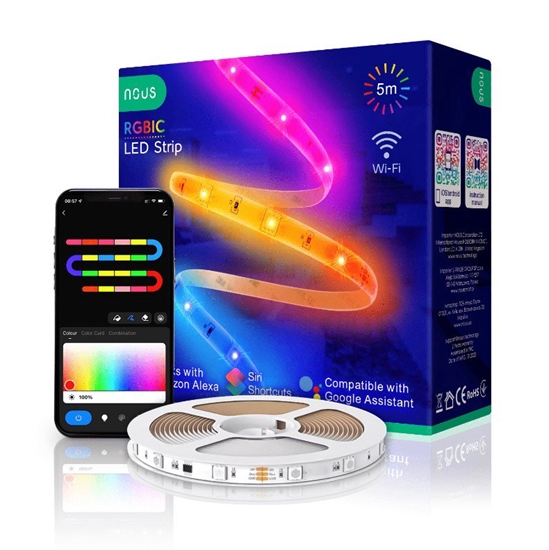 Picture of Skaitmeninės LED juostos komplektas su Wi-Fi valdikliu ir maitinimo šaltiniu, RGB IC, 5m, 24W