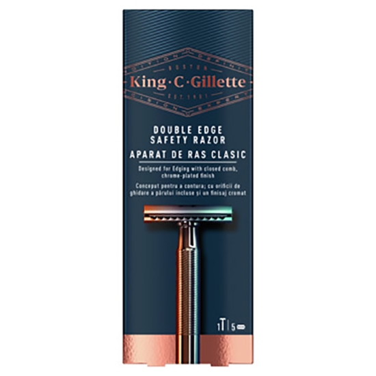 Изображение Skuveklis King C. Gillette dubultmalu + 5 asmeņi