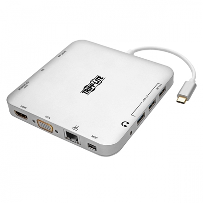 Изображение Stacja dokująca USB-C, podwójny wyświetlacz 4K HDMI/mDP, VGA, USB 3.2 Gen 1, koncentrator USB-A/C, GbE, ładowanie PD 60 W U442-DOCK2-S