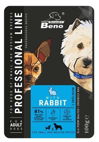 Изображение SUPER BENO Adult Small and medium Rabbit - Wet dog food - 100 g