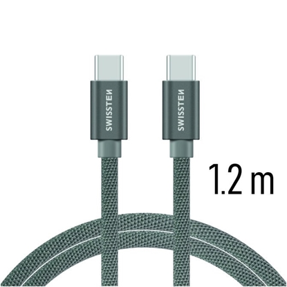Attēls no Swissten Textile Fast Charge 3A USB-C / USB-C Data and Charging Cable 1.2m