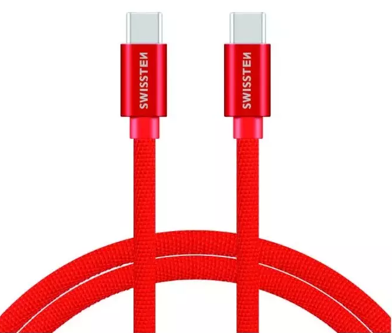 Изображение Swissten Textile Fast Charge 3A USB-C / USB-C Data and Charging Cable 1.2m