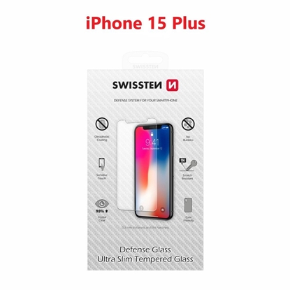 Picture of Swissten Ultra Slim Tempered Glass Premium 9H Screen Protector for Apple iPhone 15 Plus