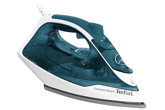 Picture of TEFAL | FV2839E0 | Steam Iron | 2400 W | Water tank capacity 270 ml | Continuous steam 40 g/min | Steam boost performance 185 g/min | Blue/White
