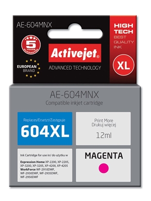 Изображение Tusz Activejet Activejet Tusz AE-604MNX - zamiennik Epson 604XL C13T10H34010 Supreme wydajność 350 stron 12 ml magenta -