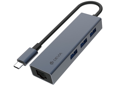 Изображение USB šakotuvas Devia Leopard iš Type-C į USB 3.1 + USB3.0*4 pilkas