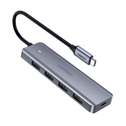 Изображение USB šakotuvas Ugreen CM219 USB-C to 4xUSB-A (USB-C Power Supply) pilkas
