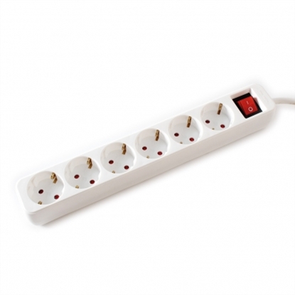 Attēls no VALUE Power Strip, 6-way, with Switch, white, 3 m