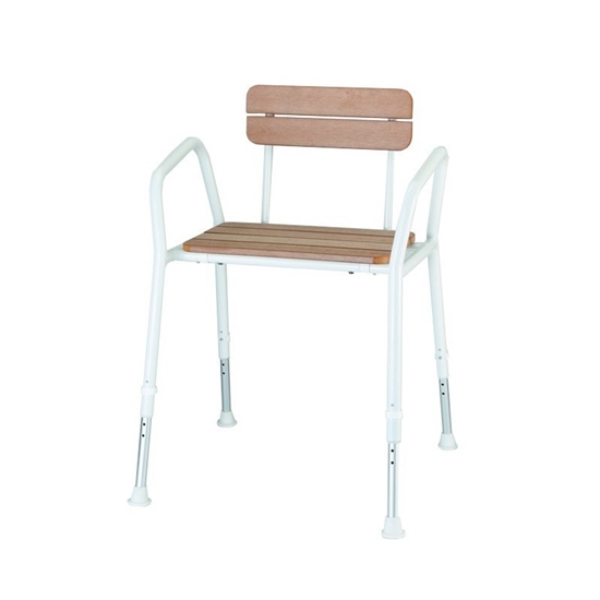 Picture of Wooden shower chair with backrest