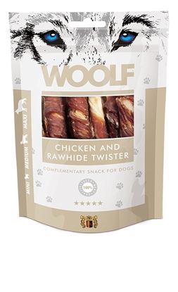 Picture of WOOLF Chicken Rawhide Twister - dog treat - 100 g