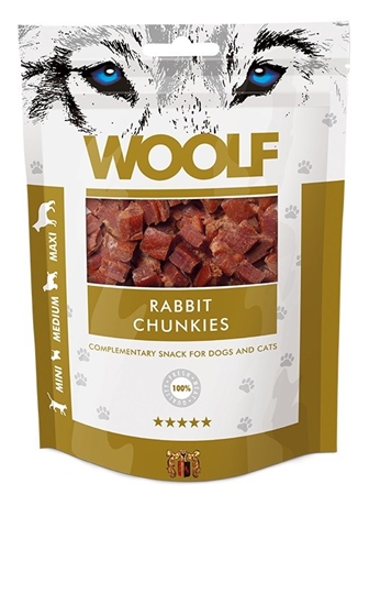 Picture of WOOLF Rabbit Chunkies - dog and cat treat - 100 g