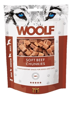 Изображение WOOLF Soft Beef chunkies - dog and cat treat - 100g