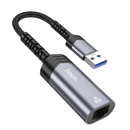 Изображение Adapteris Hoco UA26 USB-A to RJ45 (1000 Mbps) pilkas